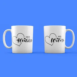 Home Decor Expert White & Black 2Pcs Printed Ceramic Glossy Mugs 300ml-image-84