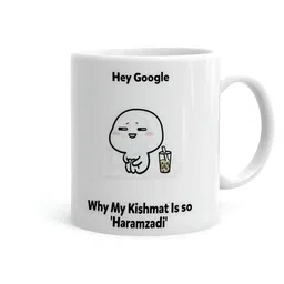 Khakee White & Black Text or Slogans Printed Ceramic Glossy Mug-12
