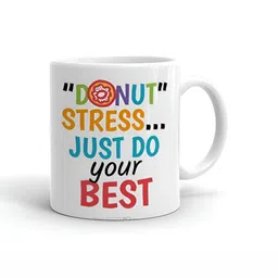Khakee White & Blue Typography Printed Ceramic Glossy Mug 325 ml-24