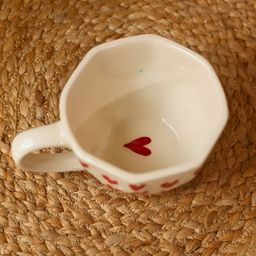 WEAVING HOMES White & Red 2 Pieces Printed Ceramic Glossy Mugs 200 ml Each-33