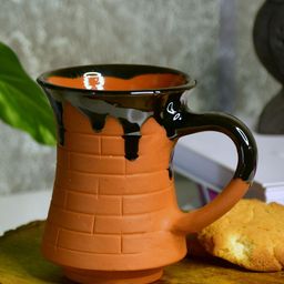 SOWPEACE Brown & Black Handcrafted Textured Terracotta Matte Mugs Set of Cups and Mugs-13