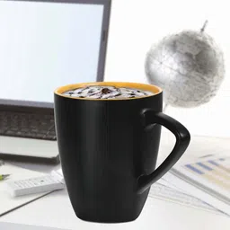 Treo Black 6 Pieces Delta Ceramic Glossy Mugs 160ml each-56