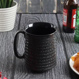 MIAH Decor Black & Grey Textured Ceramic Glossy Mug 670 ml-49