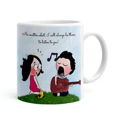 Khakee White & Black Printed Ceramic Glossy Mug 325 ml-image-7