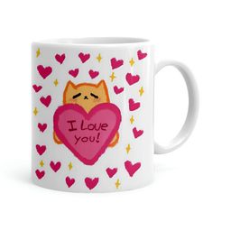 Khakee White & Pink Text or Slogans Printed Ceramic Glossy Mug 325 ML-13
