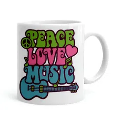 Khakee White & Green Printed Ceramic Glossy Mug 325 ml-9
