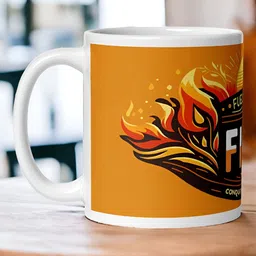 bettergiftflowers White & Orange Fuel Your Fire Printed Smooth Surface Glossy Mugs 350 ml-image-96