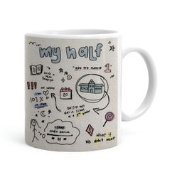 Khakee White & Black Printed Ceramic Glossy Mugs 325 ml-image-77