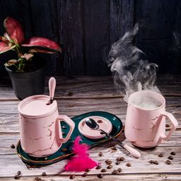 giBOX Pink Printed Ceramic Matte Mugs Set of Cups and Mugs-8