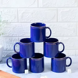 Femora Blue 6 Pieces Ceramic Glossy Mugs 180 ml-26
