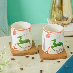 The Decor Mart White & Green Printed Ceramic Matte Mugs Set of Cups and Mugs-image-7