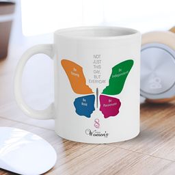 eCraftIndia White & Orange Printed Ceramic Glossy Mug 310 ml-image-73