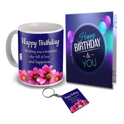 ME & YOU Blue & White 3 Pieces Coffee Mug Card & Keychain Home Gift Set-image-78