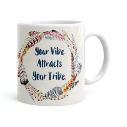 Khakee White & Green Text or Slogans Printed Ceramic Glossy Mug 325 ML-0
