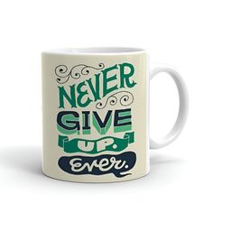 Khakee White & Green Text or Slogans Printed Ceramic Glossy Mug 325 ml-5