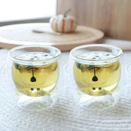 Kuber Industries Transparent & Yellow 2 Pieces Printed Glass Cups 250 ml-28