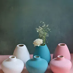 WEAVING HOMES Pink & Blue 6 Pieces Ceramic Vases-image-92