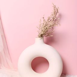 WEAVING HOMES White Dishwasher Safe Small Donut Flower Vase-28