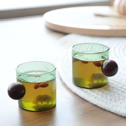 Kuber Industries Green 2 Pieces Glass Mugs 120 ml-image-47