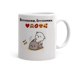 Khakee White & Yellow Printed Ceramic Glossy Mugs-34