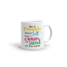 Khakee White & Yellow Text or Slogans Printed Ceramic Glossy Mug 325 ml-8