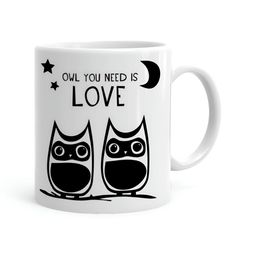 Khakee White & Black Printed Ceramic Glossy Mug 325 ML-19
