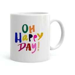 Khakee White & Blue Printed Ceramic Glossy Microwave Safe Mug 325ml-50