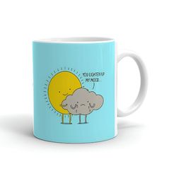 Khakee White & Blue Text or Slogans Printed Glossy Microwave Safe Mugs 325ml-45