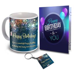 ME & YOU Green & Blue 3 Pieces Slogans Printed Ceramic Glossy Mug & Card with Keychain-image-87