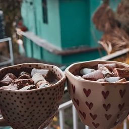WEAVING HOMES Red & Peach 2 Pieces Printed Ceramic Glossy Cups 200 ml Each-50