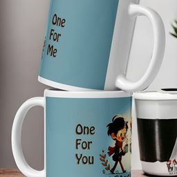 bettergiftflowers Blue & Black 2 Pieces Printed Glossy Mugs 350 ml-11
