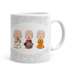 Khakee White & Orange Printed Ceramic Glossy Mugs-picture-21