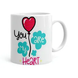 Khakee White & Blue Printed Microwave Safe Ceramic Glossy Mug 325 ml-10