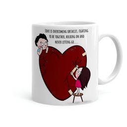 Khakee White & Maroon Text or Slogans Printed Ceramic Glossy Mugs 325 ml-56