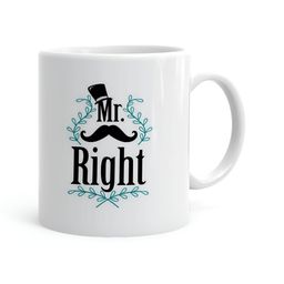 Khakee White & Black Printed Ceramic Glossy Mug 325 ml-51