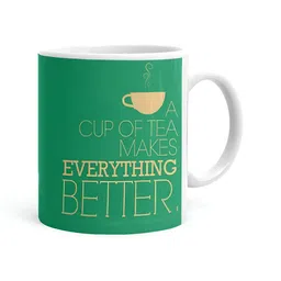 Khakee White & Green Typography Printed Microwave Safe Ceramic Glossy Mug 325 ml-image-89