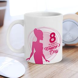 eCraftIndia White & Pink Printed Ceramic Glossy Mug 310 ml-8