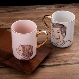 giBOX Pink Printed Ceramic Matte Mugs Set of Cups and Mugs-11