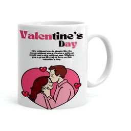 Khakee White & Pink Printed Ceramic Glossy Mug 325 ml-picture-30