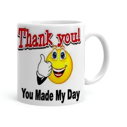 Khakee White & Yellow Printed Ceramic Glossy Microwave Safe Mug 325ml-41