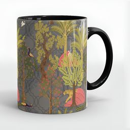SUBLIKRAFT Black & Green Geometric Printed Ceramic Glossy Mugs 330 ml-picture-9
