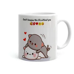 Khakee White & Grey Printed Ceramic Glossy Mug 325 ml-28