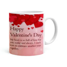 Khakee White & Pink Printed Ceramic Glossy Mug 325 ml-picture-41