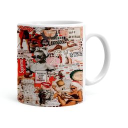 Khakee White & Brown Printed Ceramic Glossy Mug 325 ML-15
