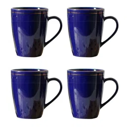 Femora Blue 4 Pieces Ceramic Dishwasher Safe Glossy Mugs 360 ml Each-24