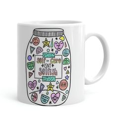Khakee White & Green Text or Slogans Printed Ceramic Glossy Mug 325 ML-9