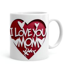 Khakee White & Red Printed Ceramic Glossy Mugs 325 ml-image-75