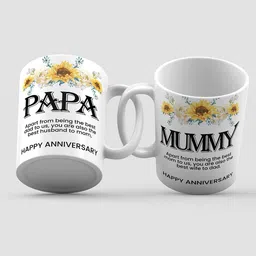 Home Decor Expert White & Black 2 Pcs Printed Ceramic Glossy Mugs 300ml-23