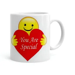 Khakee White & Yellow Printed Ceramic Glossy Mug-image-48