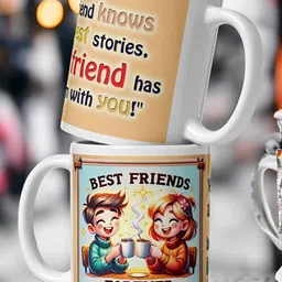 bettergiftflowers White & Beige 2 Pieces Best Friend Forever Printed Glossy Mugs 350 ml-picture-58